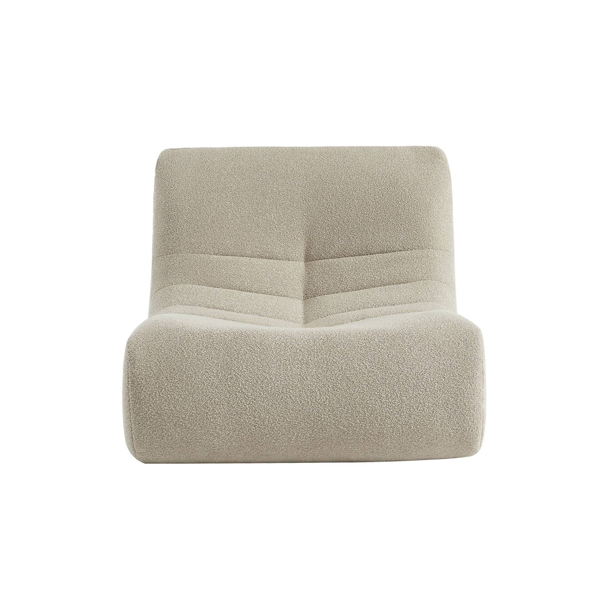 Fauteuil chauffeuse en bouclette texturée beige style contemporain 1 place