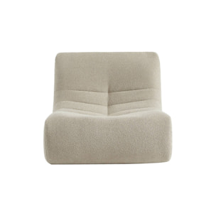 Fauteuil chauffeuse en bouclette texturée beige style contemporain 1 place