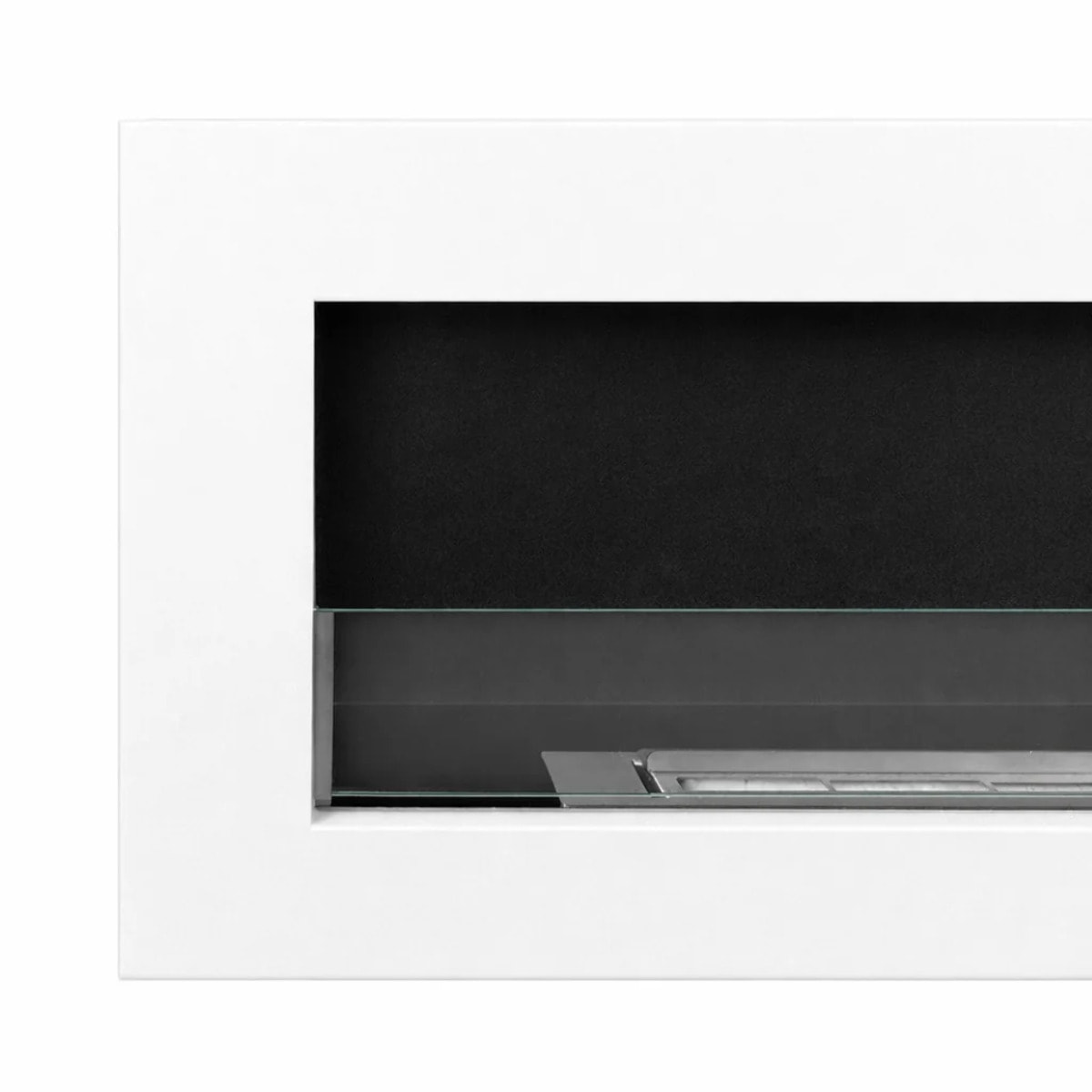 Siena 120 - Camino a Bioetanolo da Parete 120x41x15 cm con Bruciatore 1,25lt in Acciaio Bianco