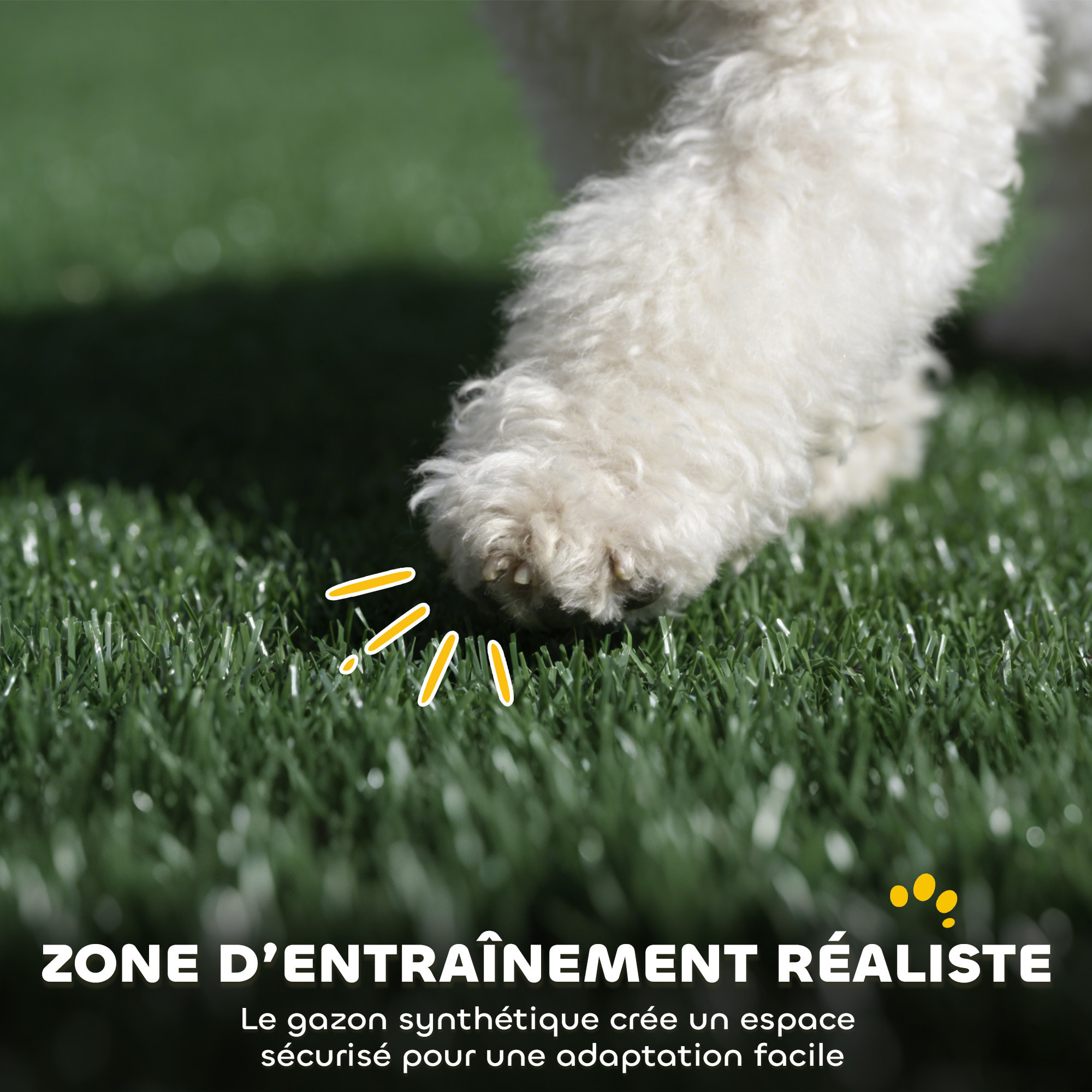 Litière gazon synthétique chiens avec rebords tiroir à déjection intégré