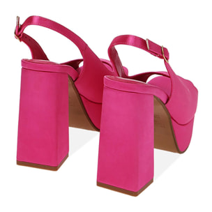 Sandali fucsia in raso, tacco 10 cm