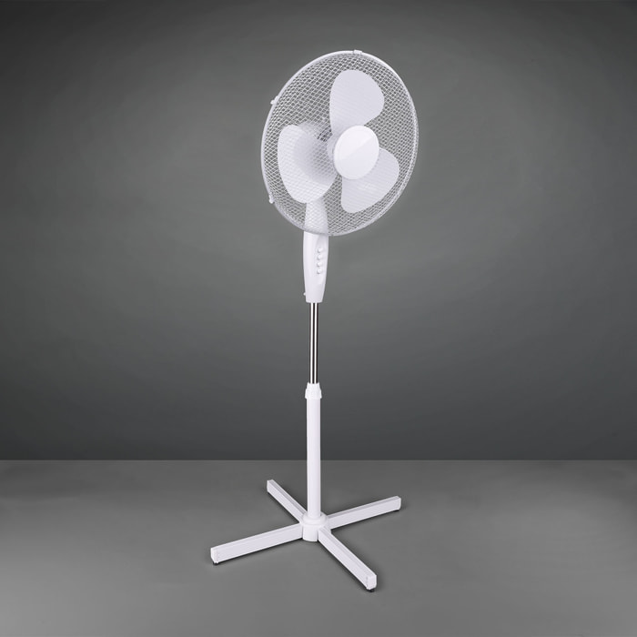 Bergen - Ventilatore a piantana in plastica e metallo dal design tradizionale. Ø44 cm colore bianco
