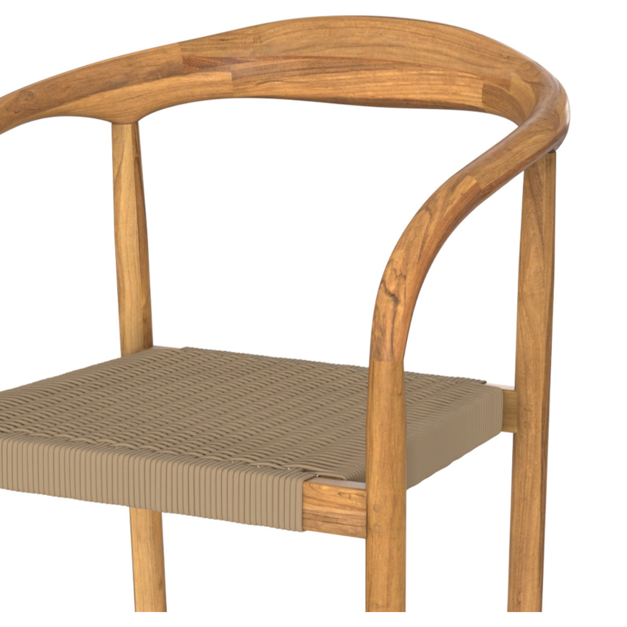 Chaise de jardin en corde tressée grise et bois de teck - Lanza