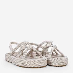 Sandalias con plataforma beige de cuerda