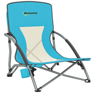 Chaise de plage pliante - chaise de camping compacte légère poids net 2,2 Kg - métal polyester textilène bleu