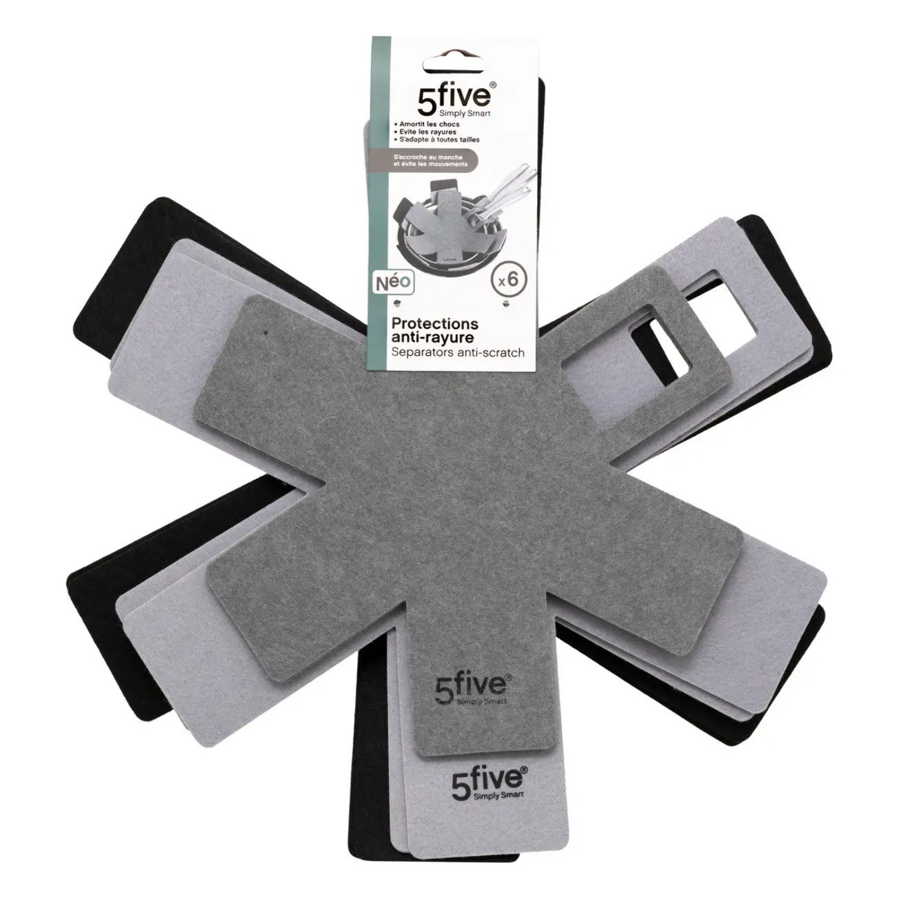 6 protections anti-rayures gris/noir