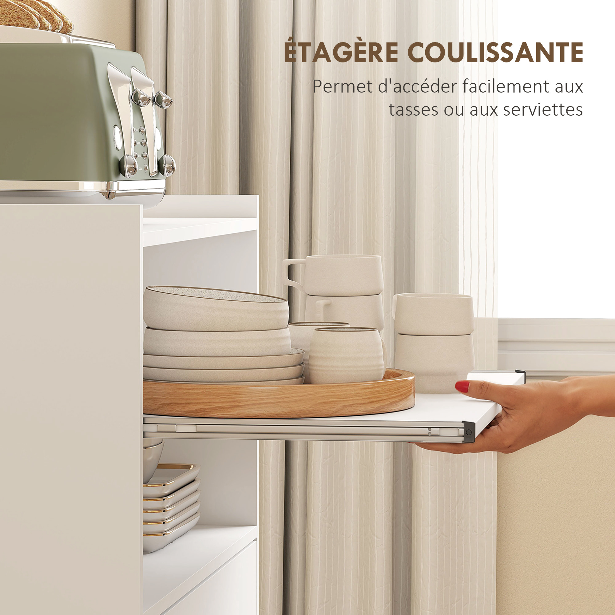 Chariot desserte de cuisine - meuble micro-ondes multi-rangement - dim. 59 x 40 x 92 cm - blanc