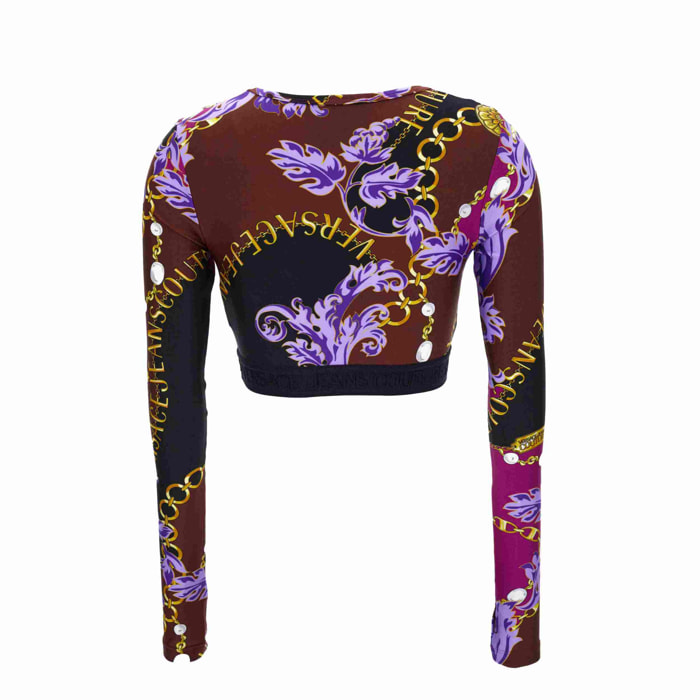 Versace Jeans Couture Top crop stampato Barocco Jeans Couture di Versace