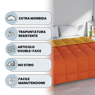 TRAPUNTA INVERNALE ELEGANT, 300gr, Microfibra, Doubleface, Made in Italy - ARANCIONE/GIALLO