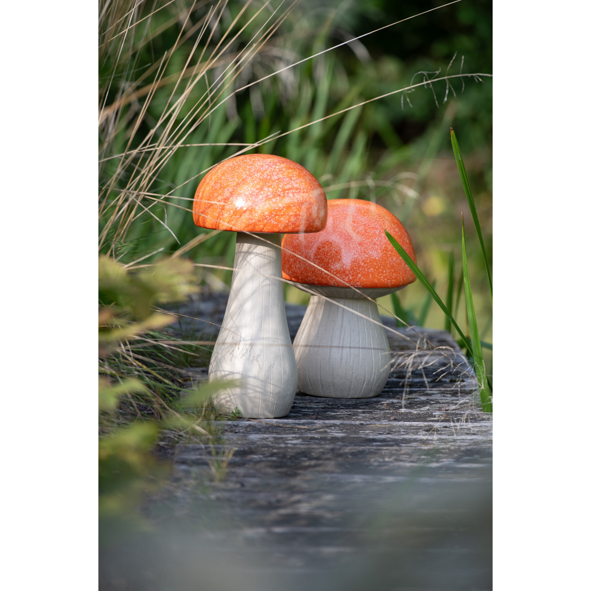 J-Line décoration Champignon Extérieur - polyrésine - orange - 2 pièces