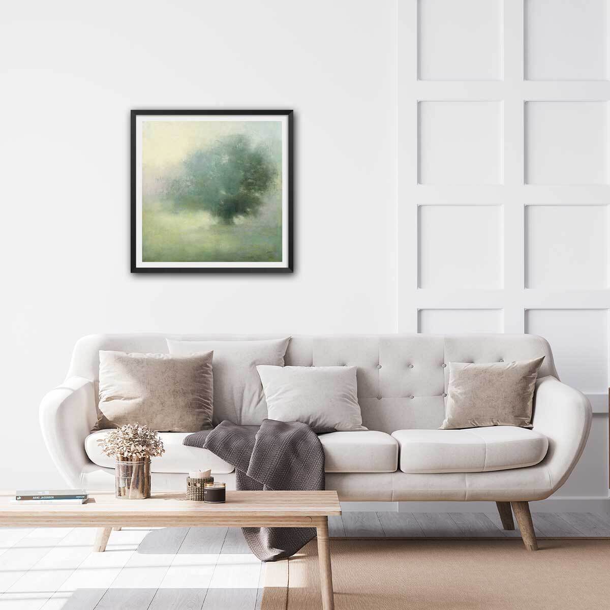 Affiche Brume verte Affiche + cadre en bois - Noir