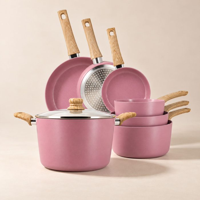 Batterie de cuisine 7 pièces en céramique lilas - tous feux COLORAMA