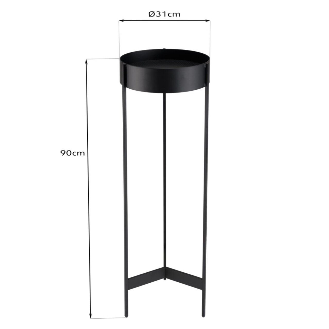 DALY - Sellette ronde / porte plantes GM noire piètement métal