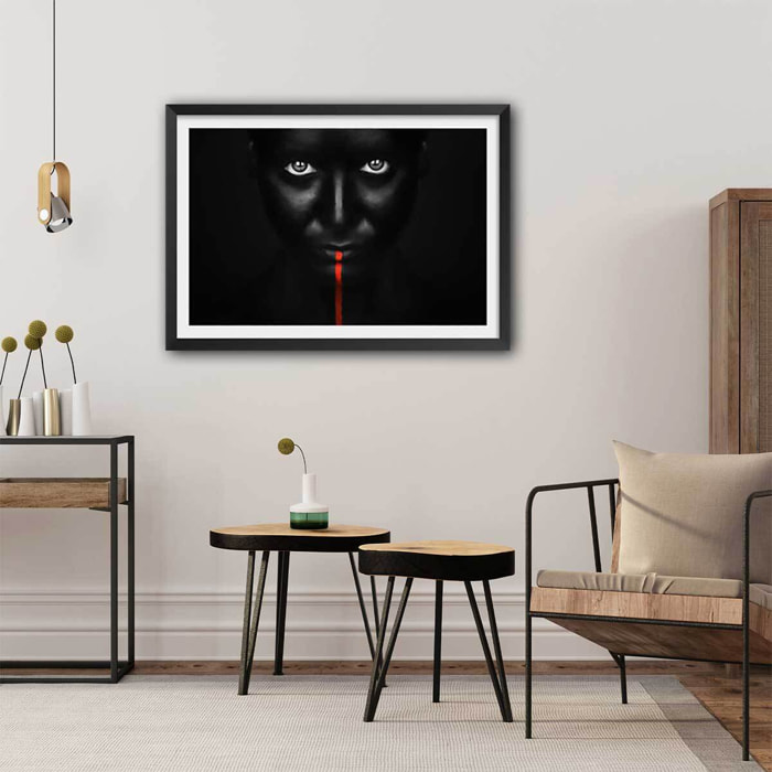 Affiche photo d'art portrait rouge Affiche sous cadre noir