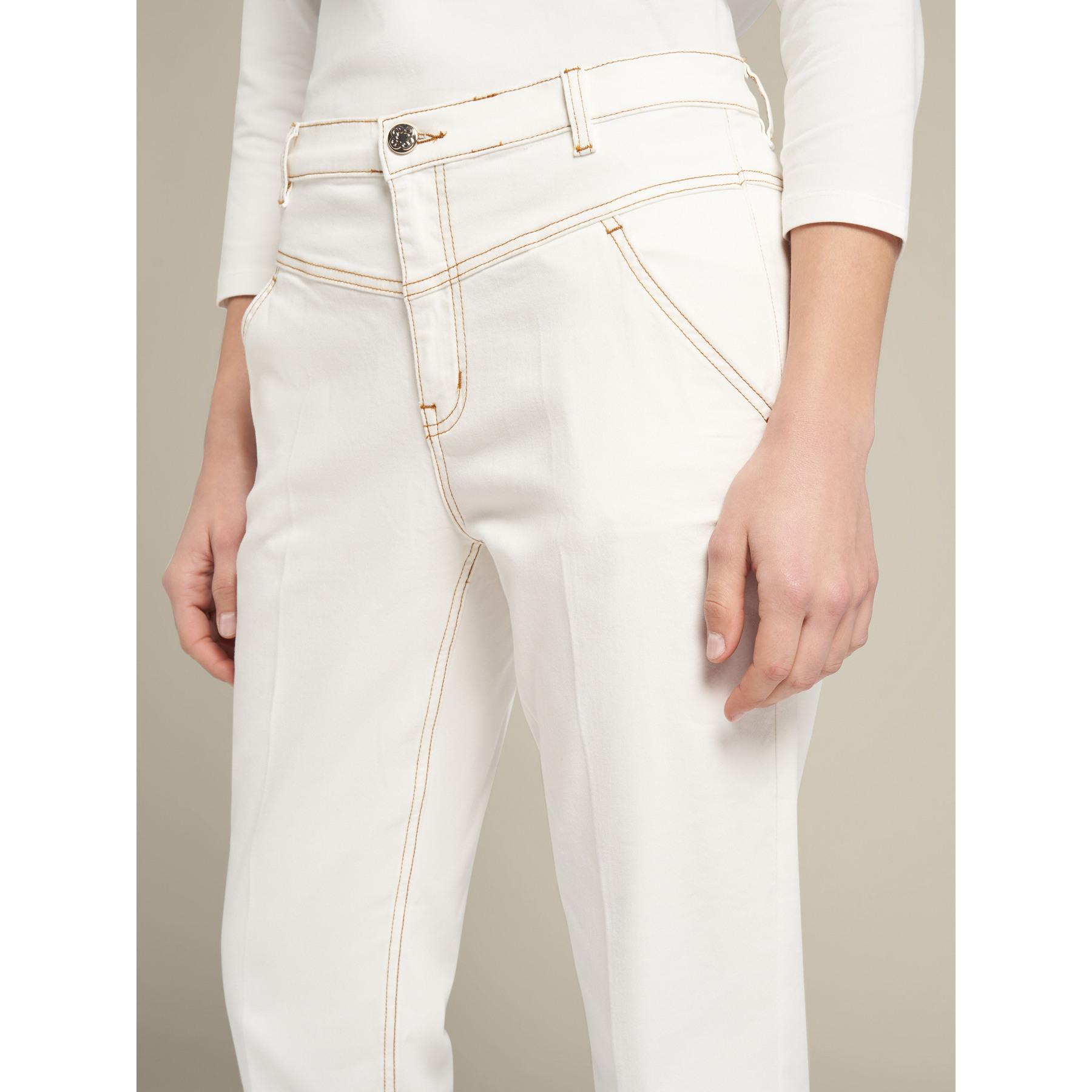 Elena Mirò - Pantaloni slim fit con impunture a contrasto - Bianco