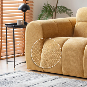 ALINE Canapé d'angle 3/4 places nuage en velours moutarde