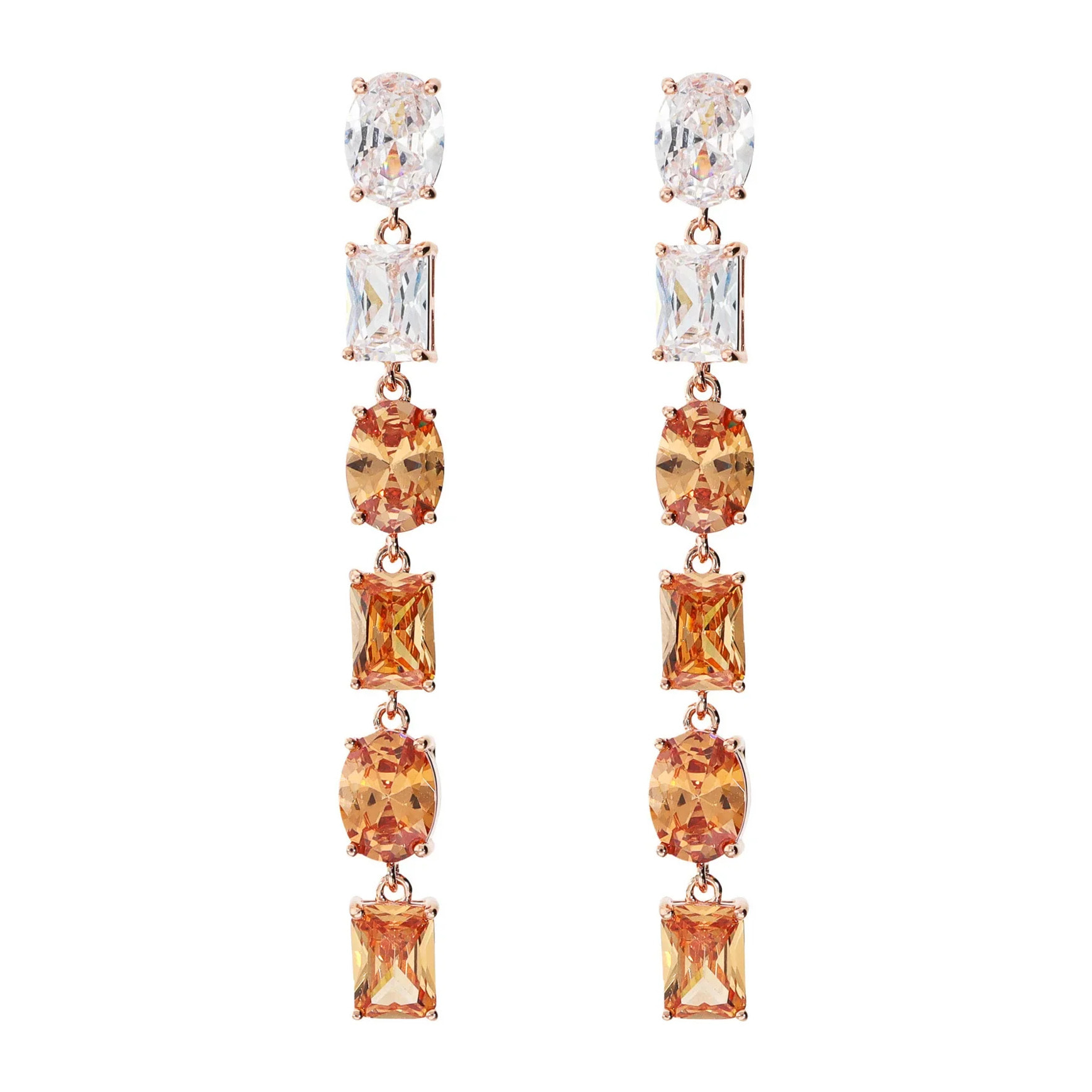 Orecchini Pendenti con Cubic Zirconia Verdi Effetto Degradé
