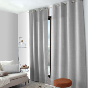 Rideau à oeillets en velours chenillé - Gris clair