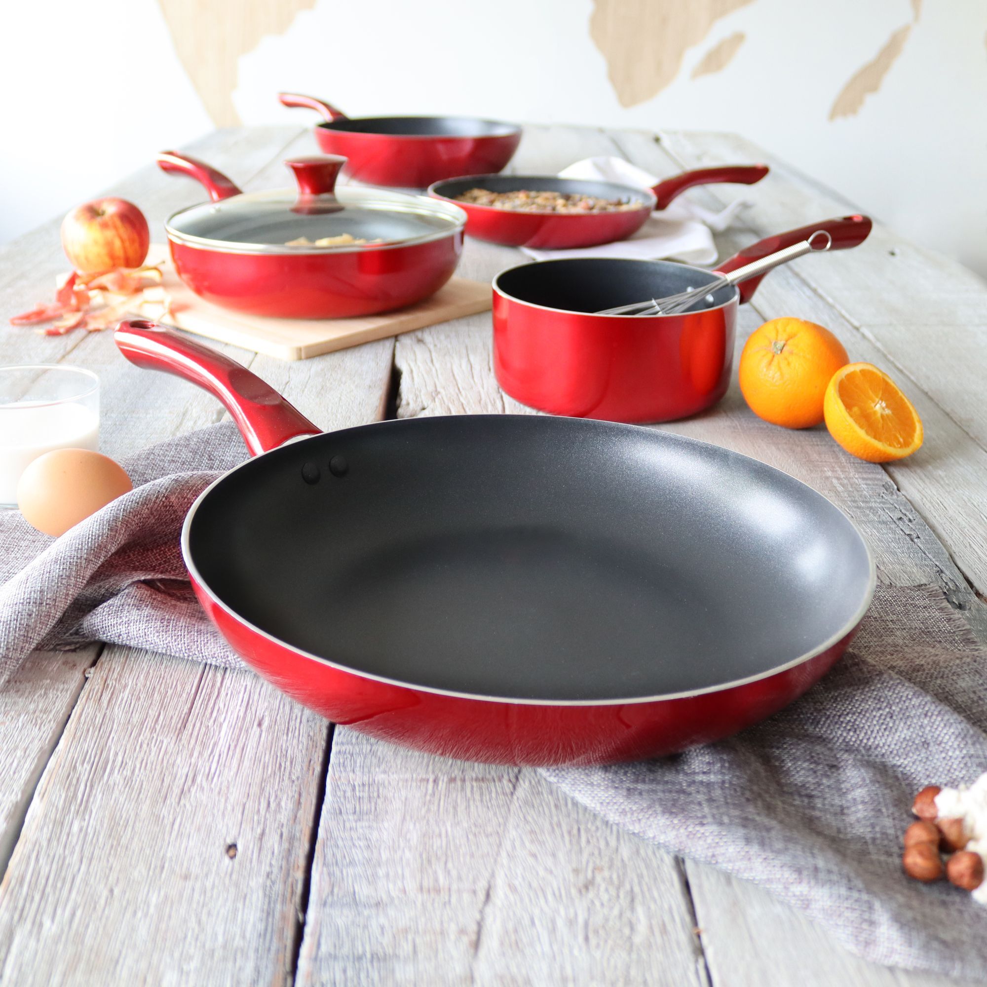 Poêle antiadhésive en aluminium 28cm - tous feux CERISE