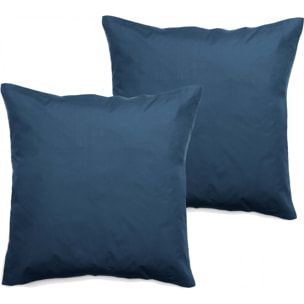 Lot de 2 taies d'oreiller percale pur coton peigné longues fibres 80 fils/cm² Vent du sud  -  Marine