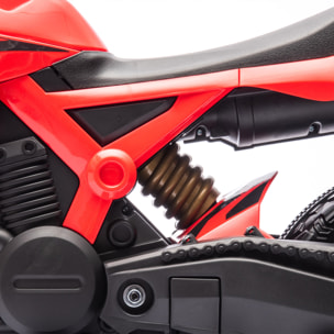 Moto Cross électrique enfant 6 V 2 moteurs effets sonores max. 3 Km/h 30 Kg avec stabilisateurs rouge