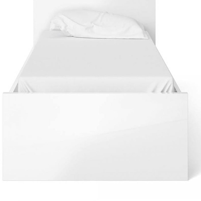 Struttura per letto, colore bianco lucido, cm 96 x 80 x 196.6