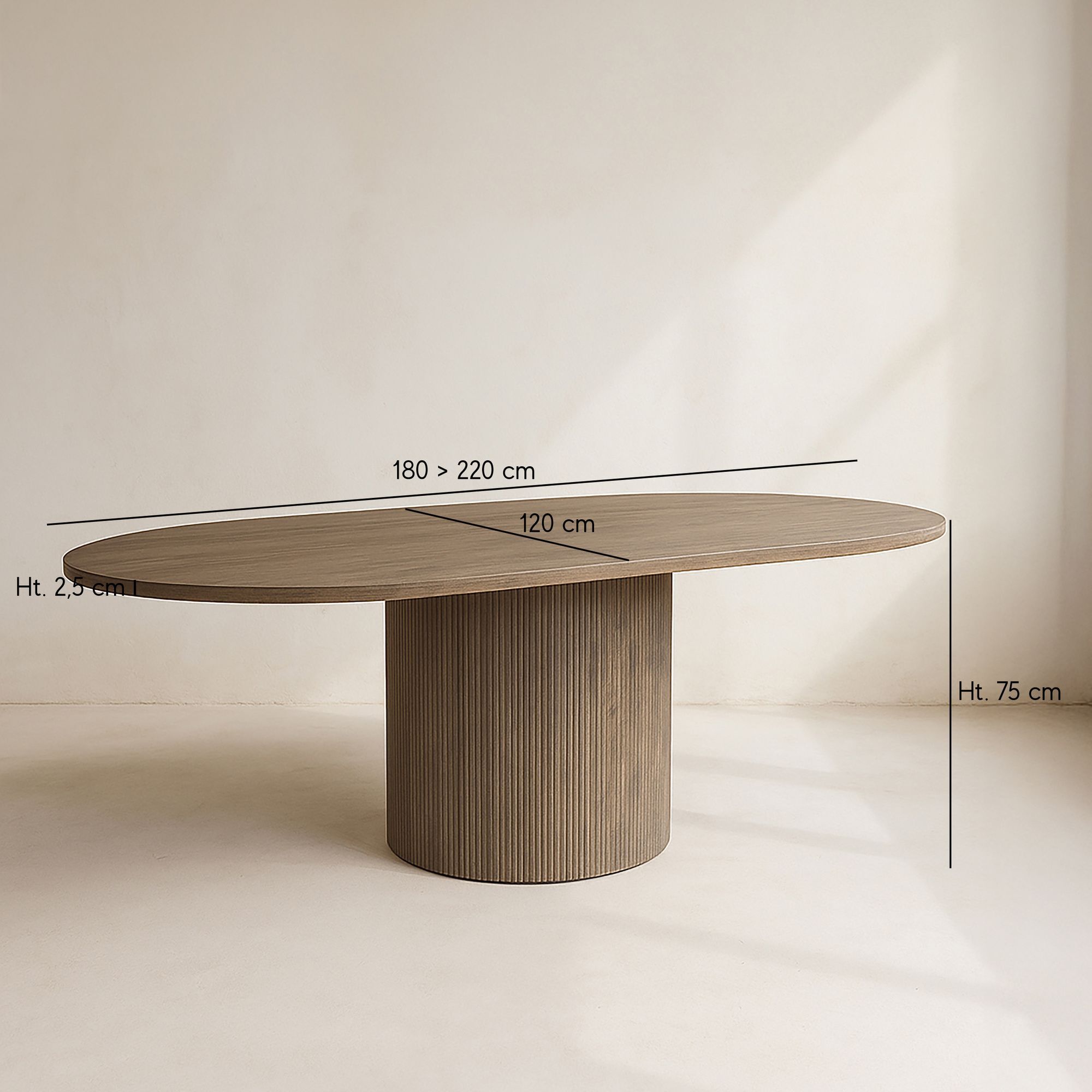 Table extensible ovale effet bois couleur noyer 180-220cm SIERRA