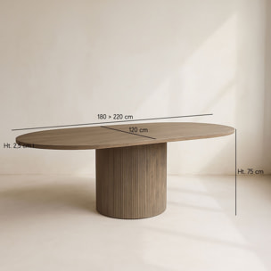 Table extensible ovale effet bois couleur noyer 180-220cm SIERRA