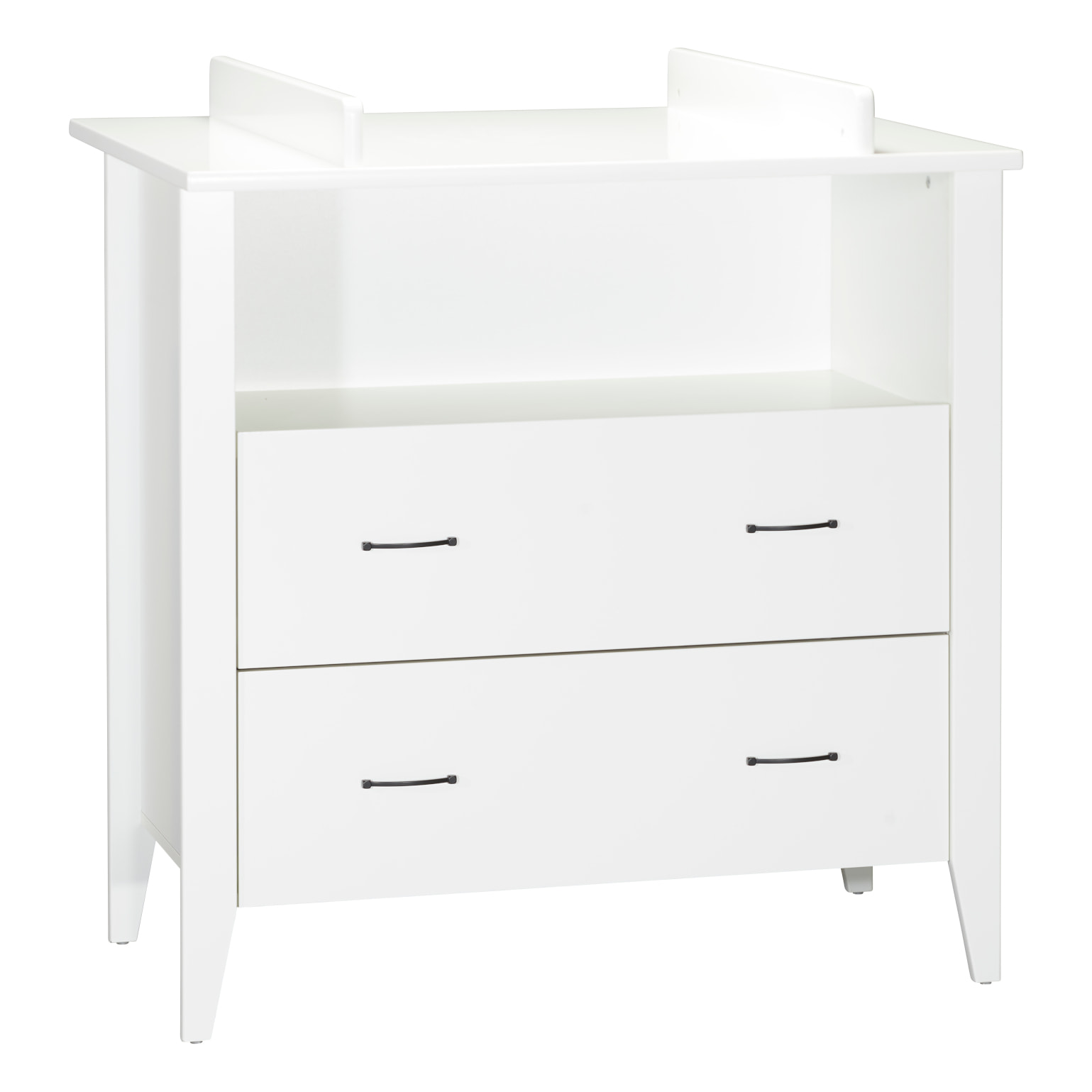 Commode à langer 2 tiroirs et une niche poignées métal