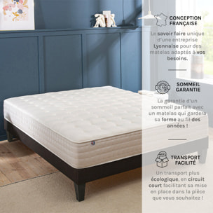 Matelas Châtelet, Soutien Ferme, 24 cm, Mémoire de Forme & Mousses Haute Densité, Fabrication Française, Déhoussable