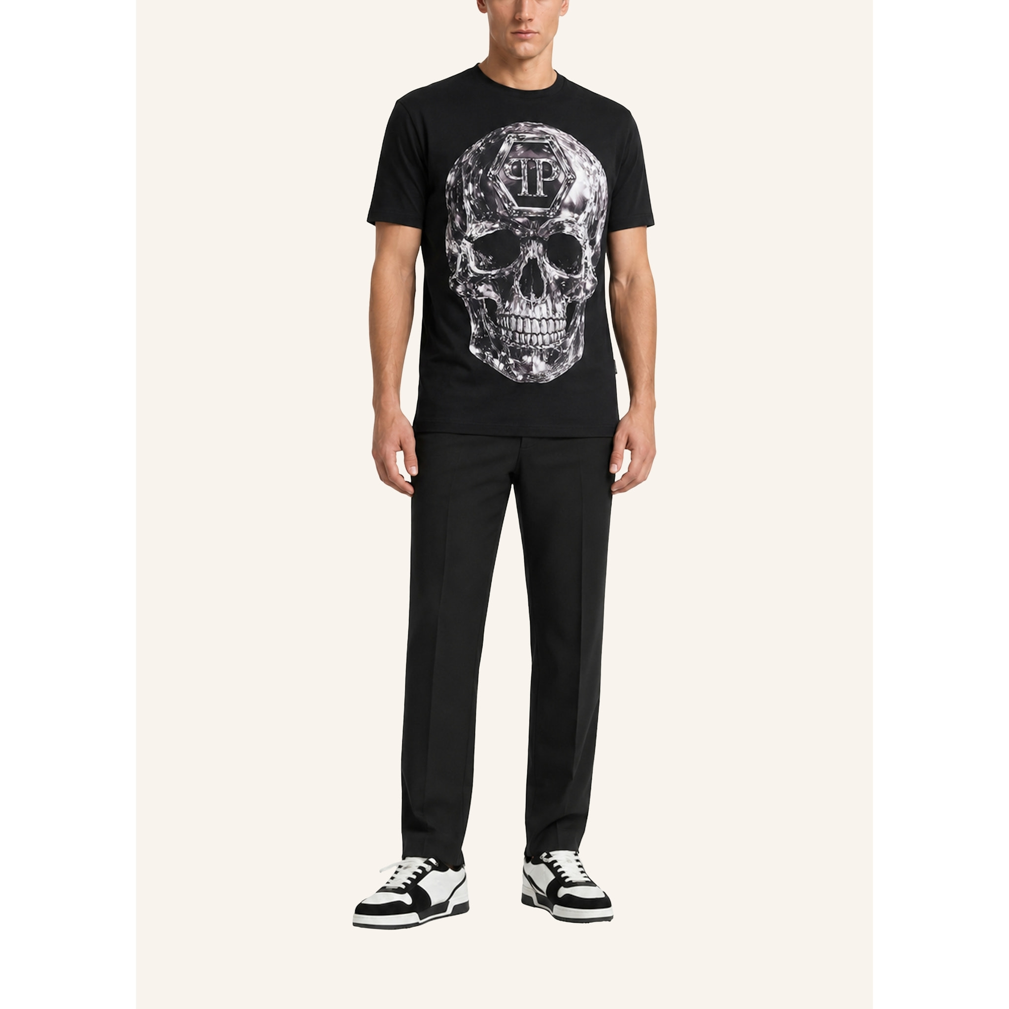 PHILIPP PLEIN Camiseta de cuello redondo y manga corta SKULL