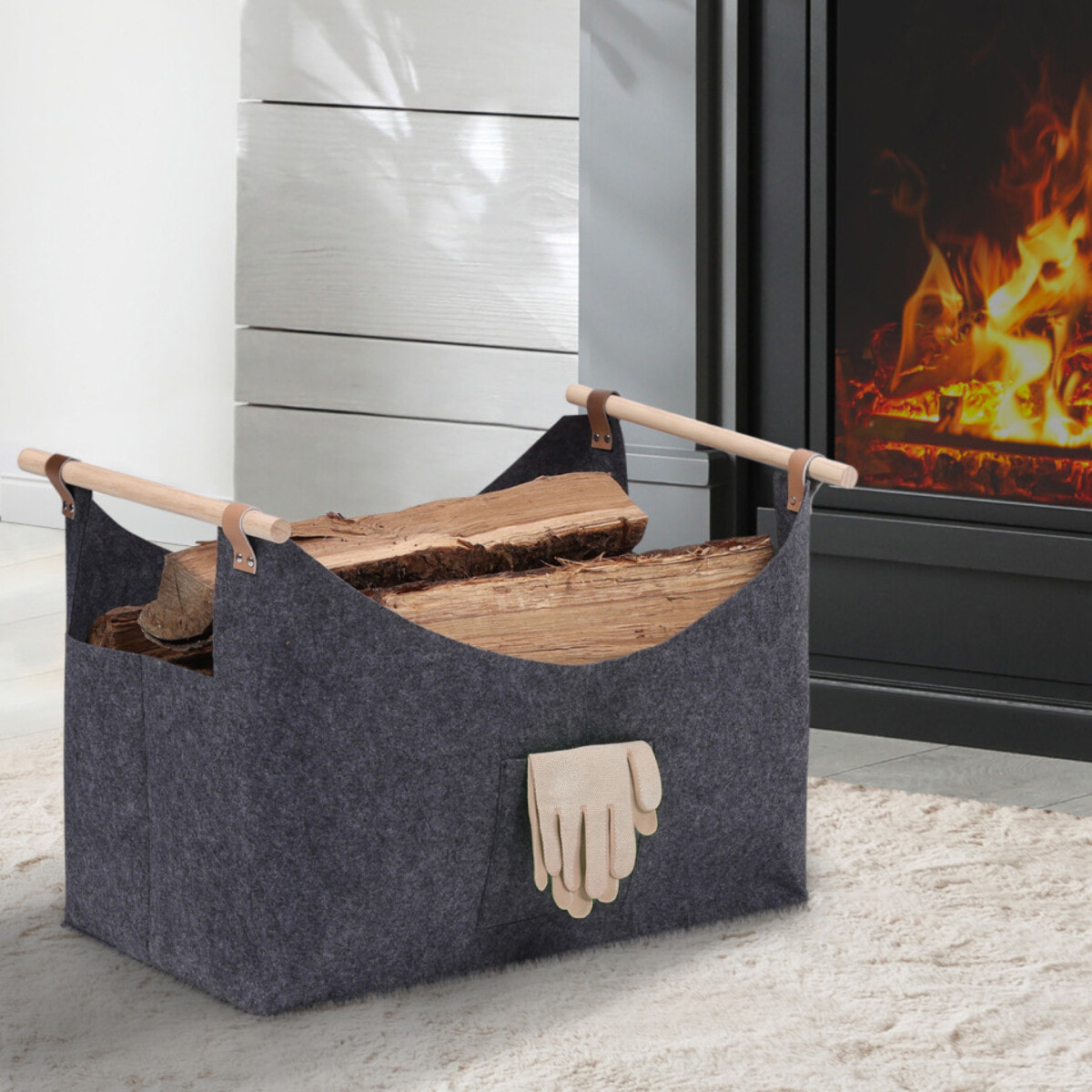 Sac de transport pour bûches en feutrine