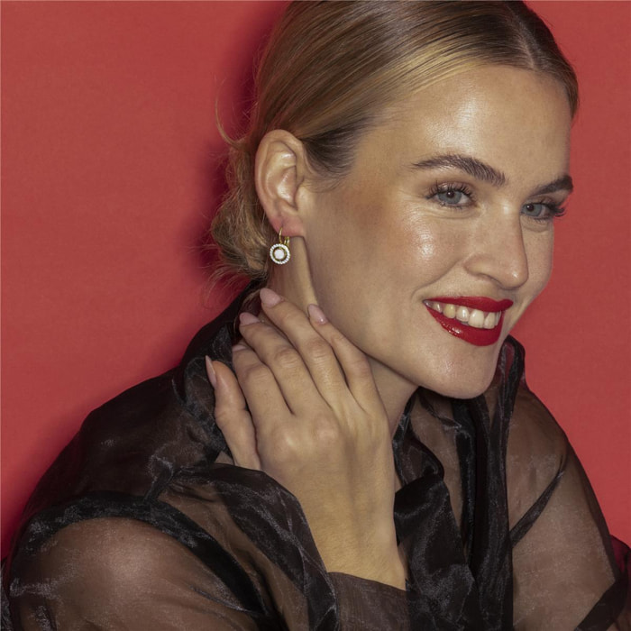 Pendientes con Circonita Brillante acabado oro 18k