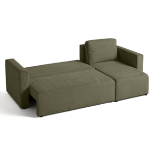 Canopy - canapé d'angle réversible - 4 places - convertible avec coffre - en tissu texturé - Vert