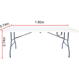 Table de jardin pliante en métal "Foldy" - 181 x 74 x 74 cm - Blanc