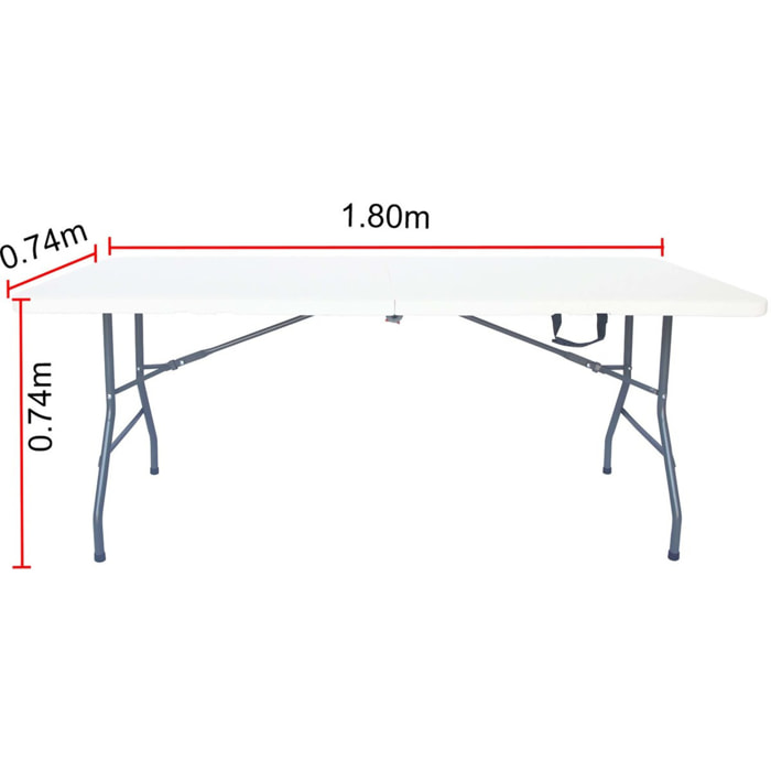 Table de jardin pliante en métal "Foldy" - 181 x 74 x 74 cm - Blanc