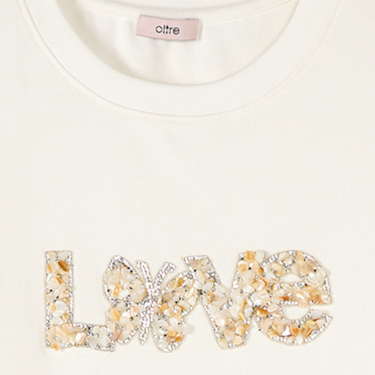 Oltre - Camiseta con bordado joya lettering - Blanco