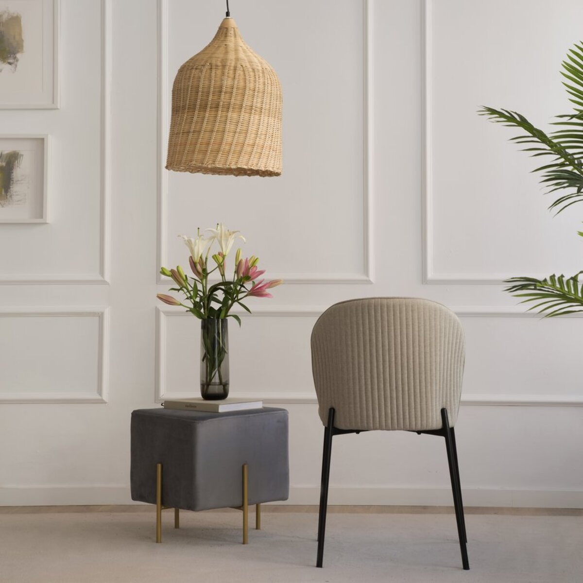 Pack de 6 chaises -tissu-couleur beige 48 x 85 x 55 cm