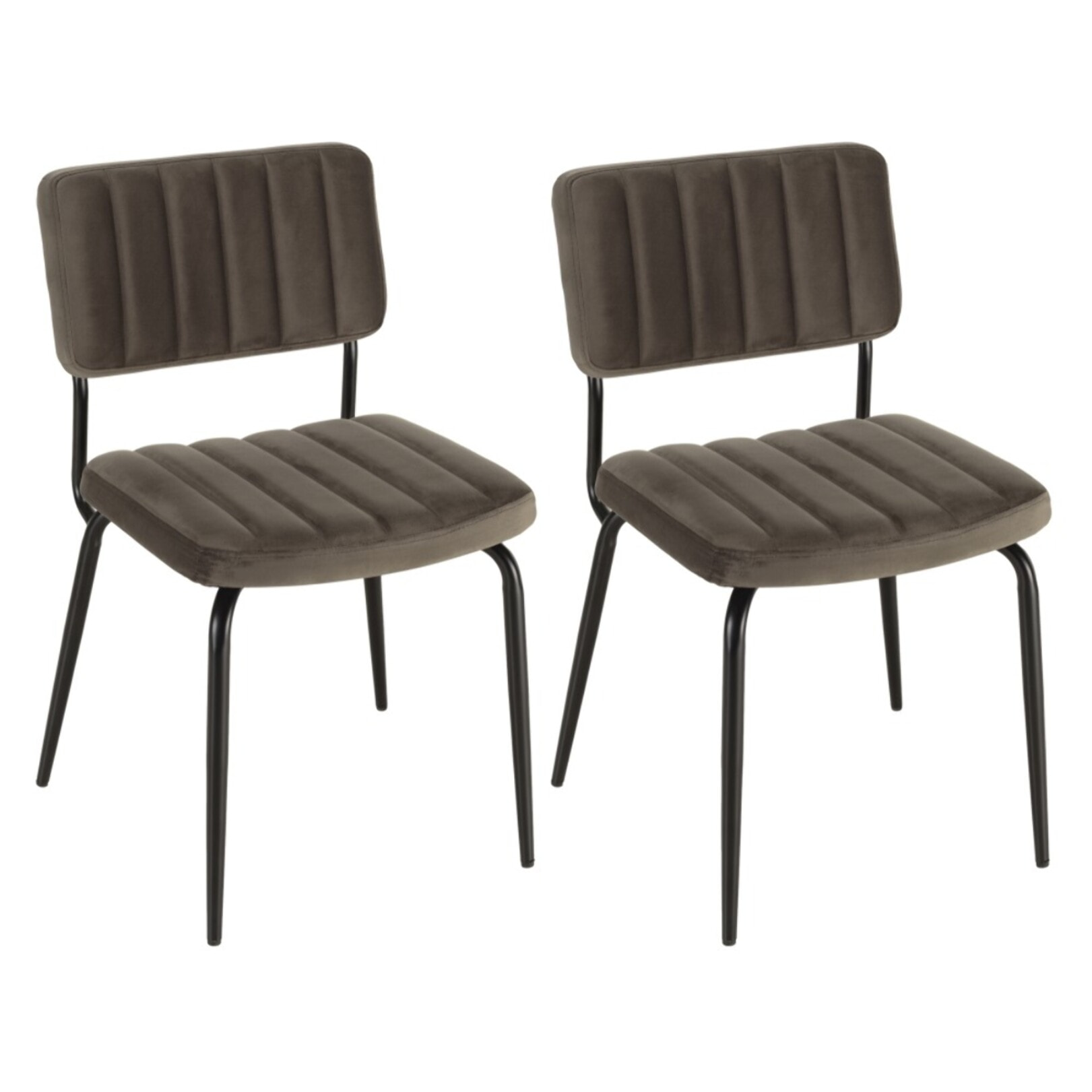 AGATHE - Lot de 2 chaises velours gris foncé pieds en métal noir