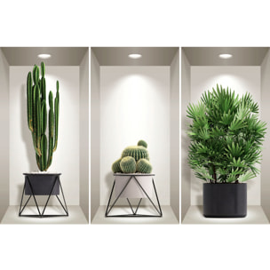 Stickers muraux 3D | Sticker Mural Autocollant effet 3D cactus designs - Stickers adhésifs 3D Chambre Salon Trompe l'oeil