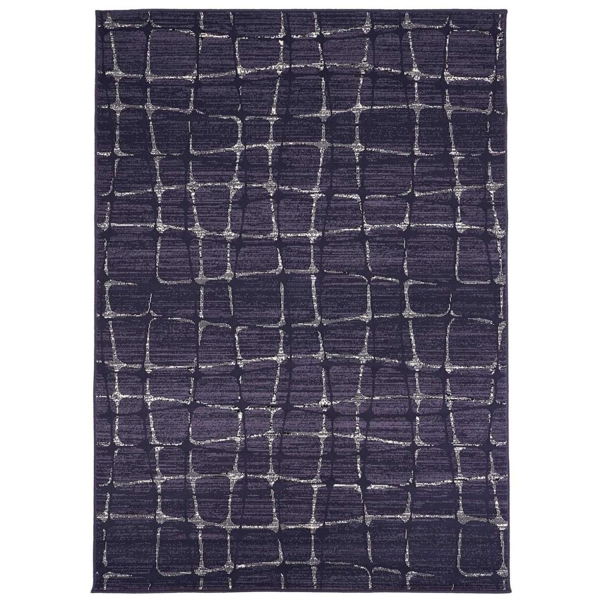 Petit tapis d'entrée motif géométrique déformé gris et beige