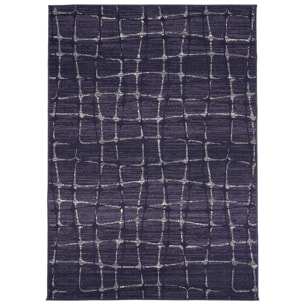 Petit tapis d'entrée motif géométrique déformé gris et beige