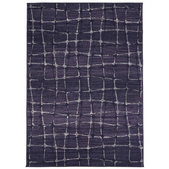 Petit tapis d'entrée motif géométrique déformé gris et beige