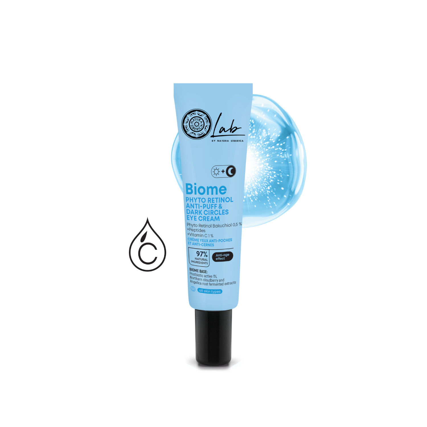 LAB BIOME - Crème regard Rétinol Anticernes et Anti-poches, 30ml
