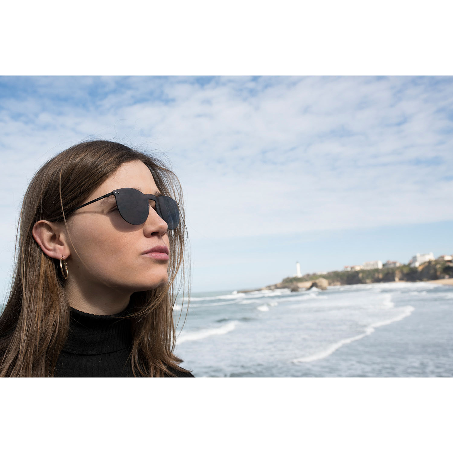 Gafas de sol OCEAN BERLIN - Ahumado planas espaciales con patillas metálicas doradas