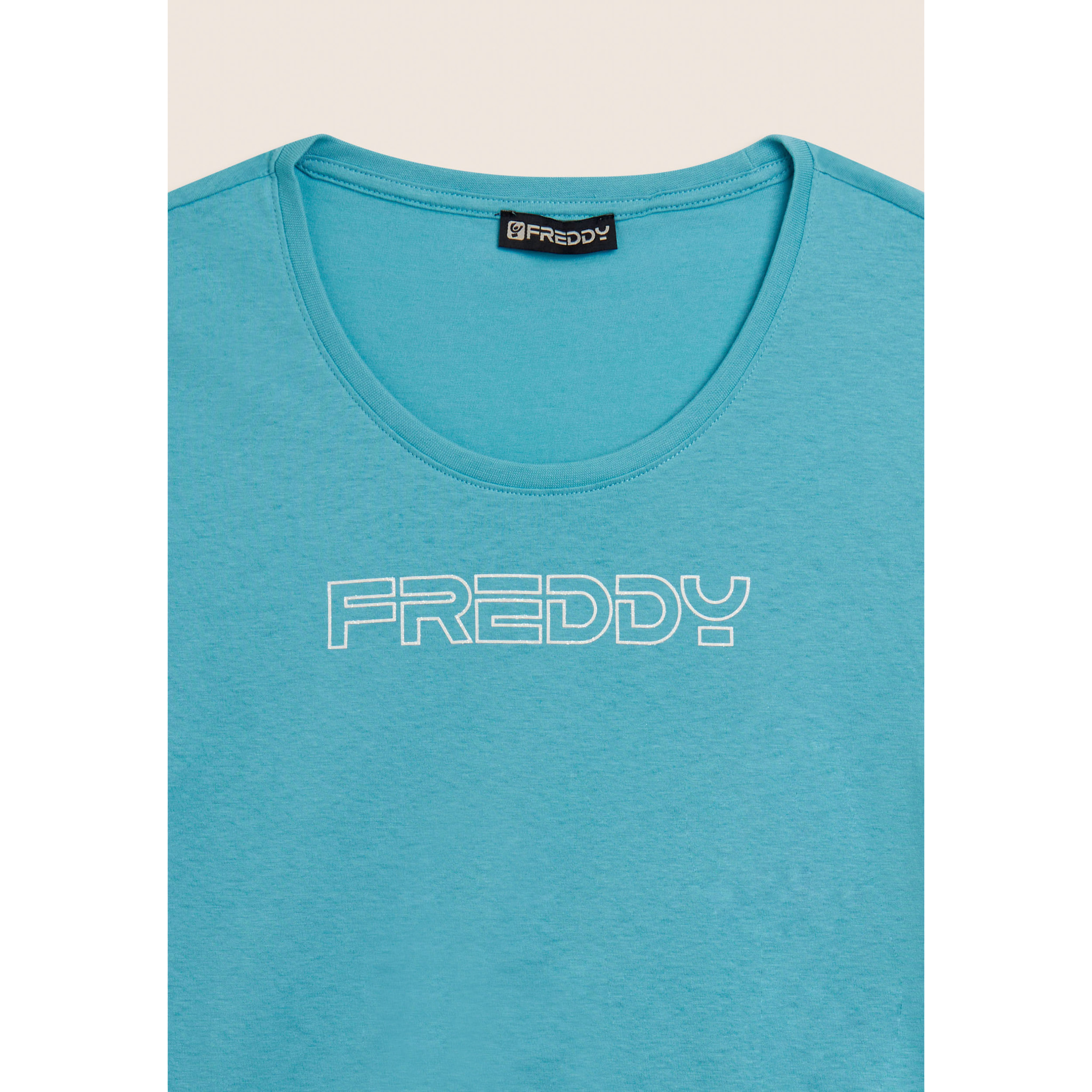 T-shirt Manica Corta con Logo FREDDY in Outline Glitter