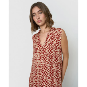 Vestido midi bambula detalles plisados costwolds teja