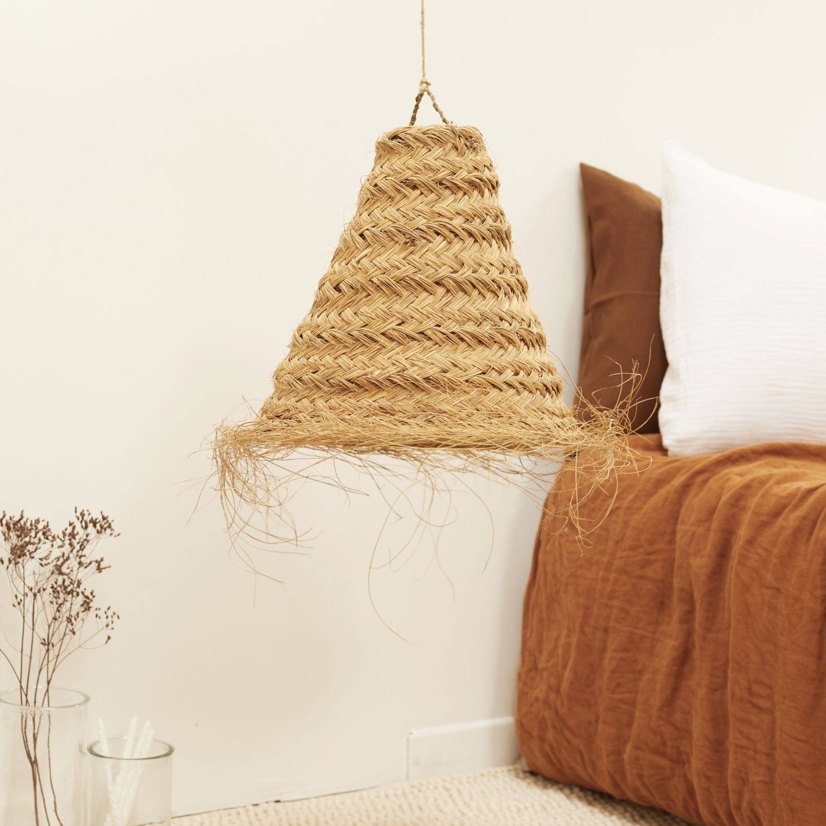 Abat-jour cône fibre de palmier - Naturel