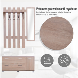 Pack 3 Muebles de Entrada Pasillo 90x21,5x116cm Roble