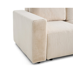 Livy - canapé d'angle réversible 4 places convertible avec coffre en fausse fourrure - Beige